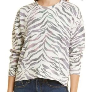 Rails Zebra-Print Pullover in White with Gray and Pale Lavender Stripes